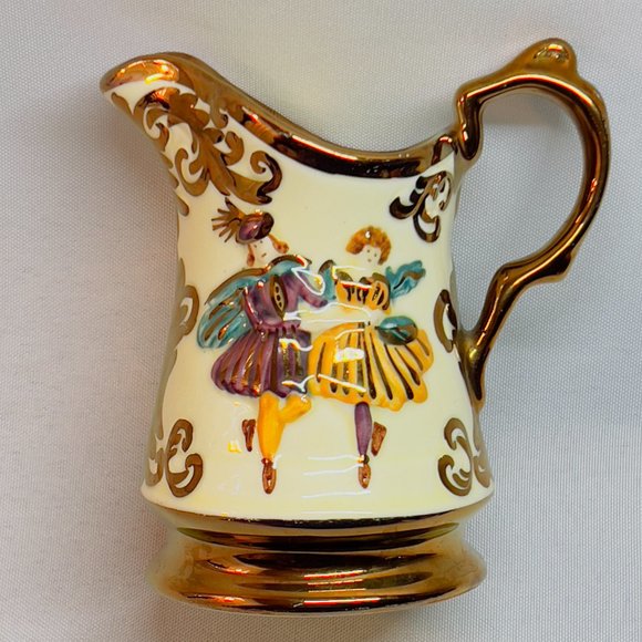 Vintage Wade Festival Creamer Ceramic Small Pitcher Embossed Dancing Couple 1950 - Picture 8 of 8